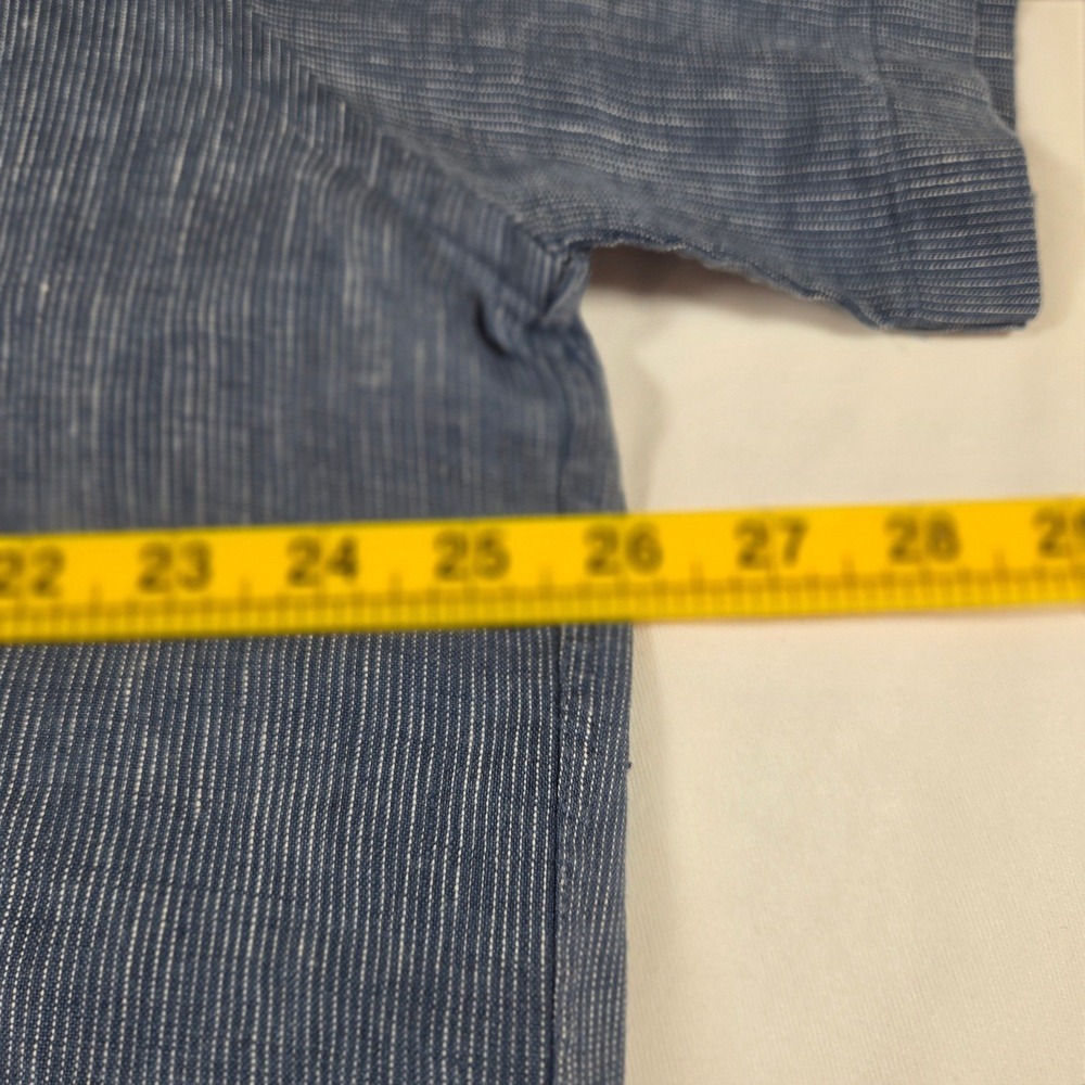 UNTUCKit Mens XXL Blue White Pinstripe Linen Short Sleeve Camp Button Down Shirt - Picture 7 of 7